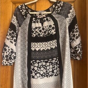 Black & White Sheer Patterned Women’s Blouse